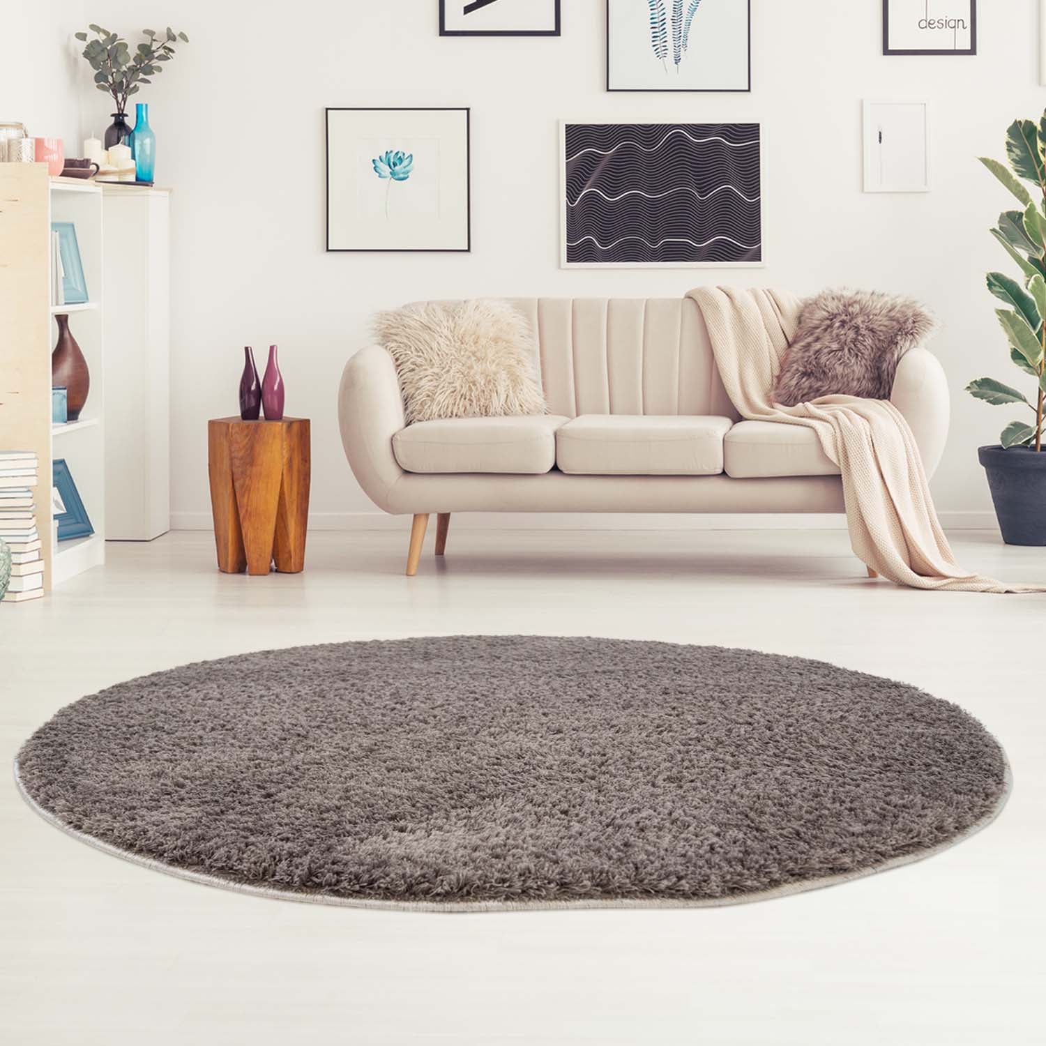 Rond Tapijt Omid Cloud Vloerkleed Taupe - Omid Carpets