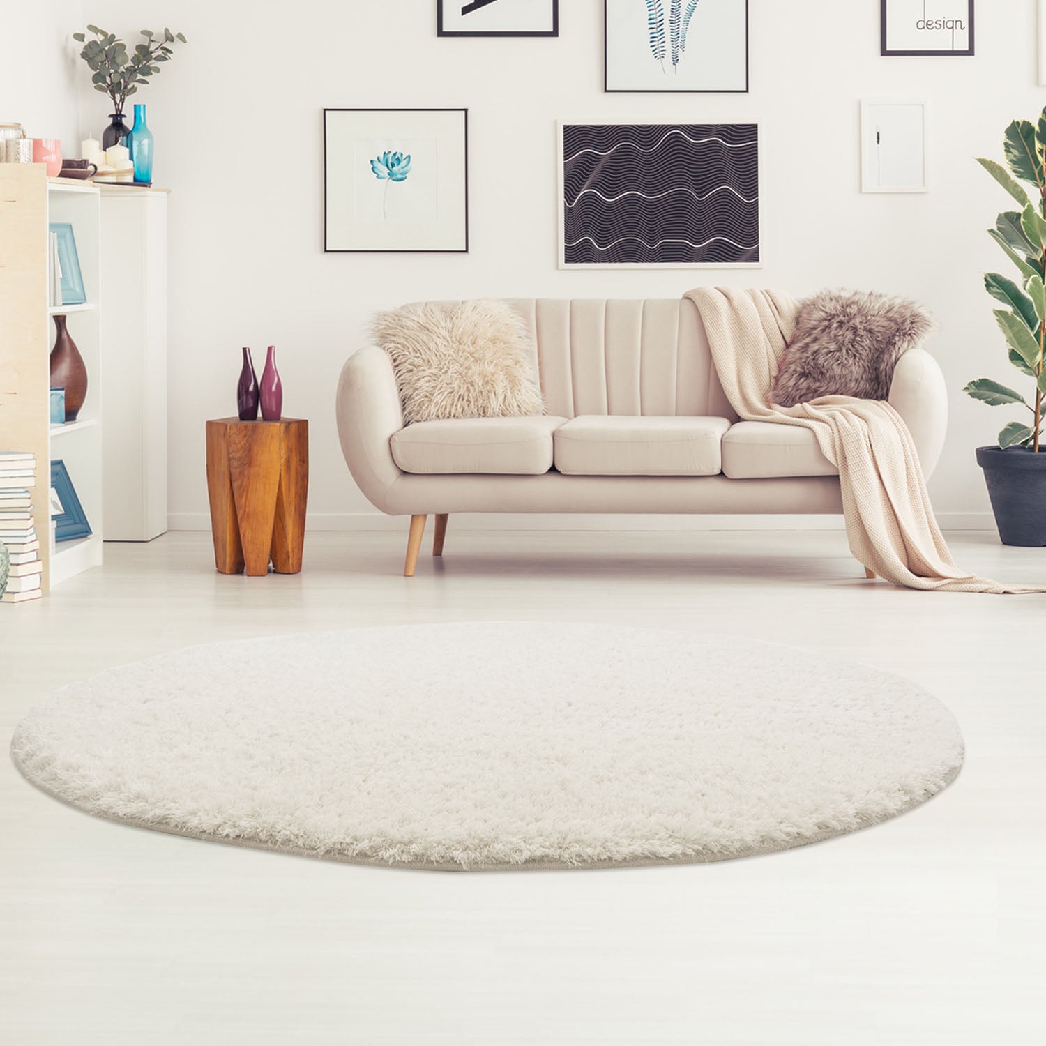 Rond Tapijt Omid Cloud Vloerkleed Wit - Omid Carpets