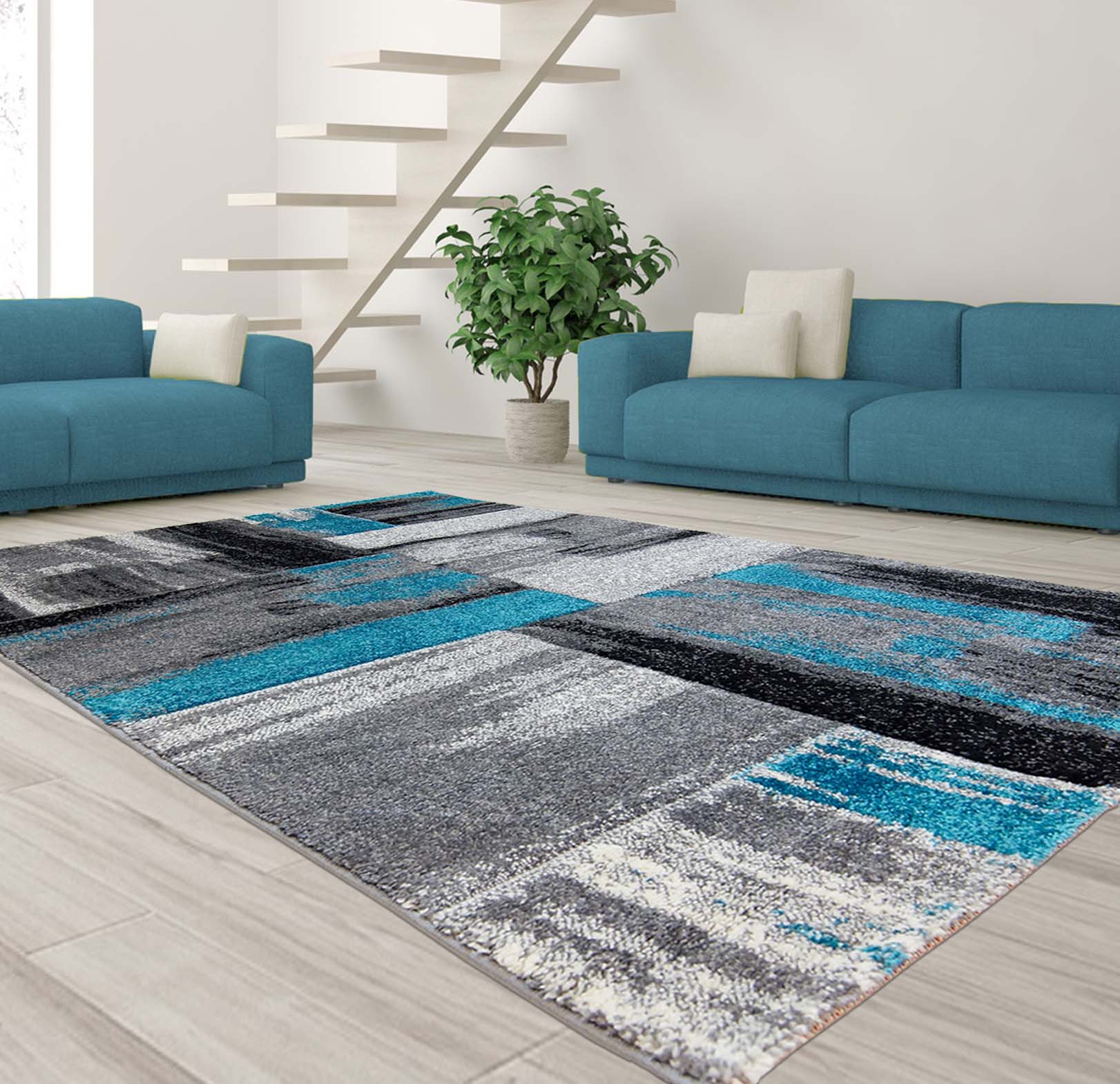 Tapijt Omid Art Vloerkleed Blauw - Omid Carpets