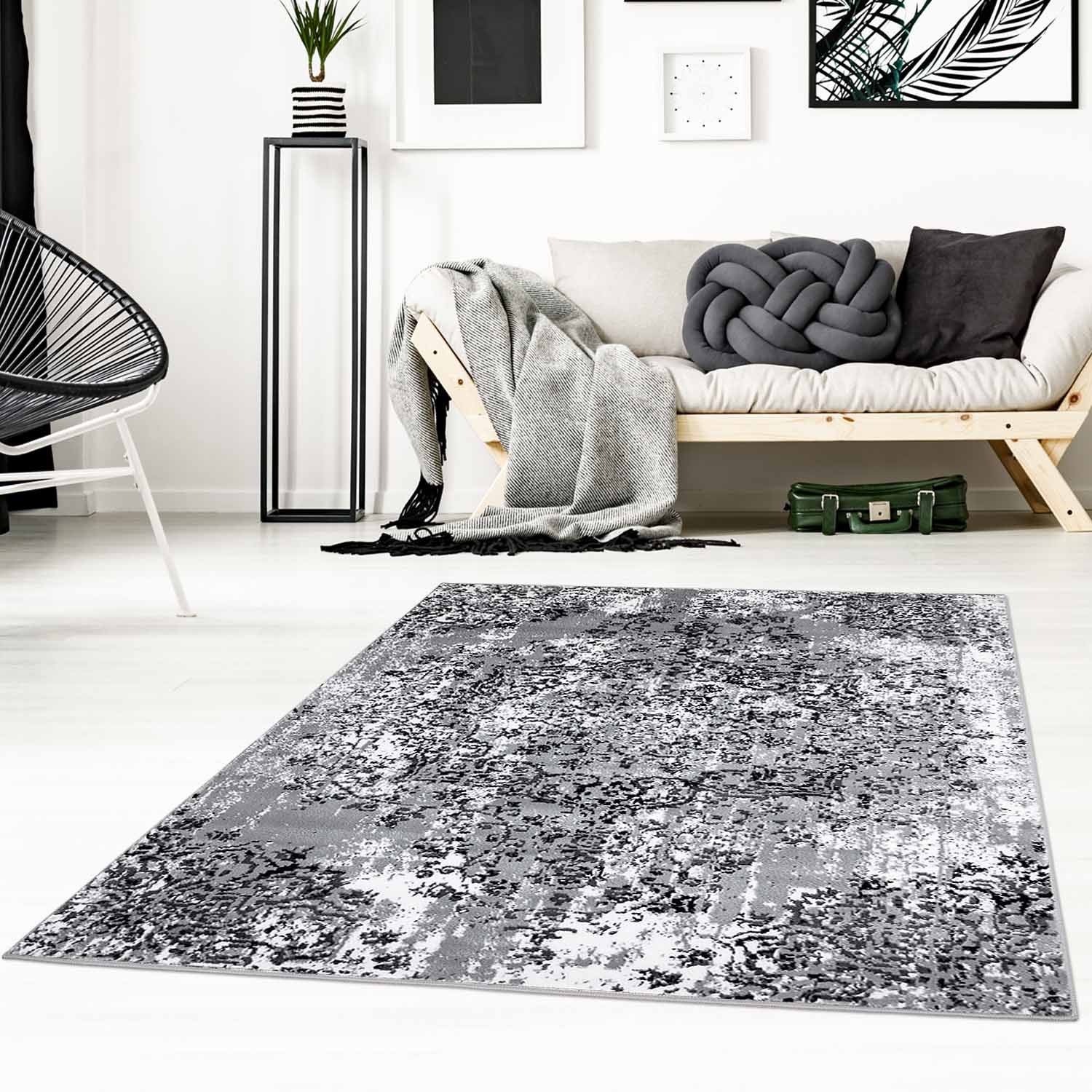 Tapijt Omid Grijstinten Abstract Vloerkleed 2 - Omid Carpets