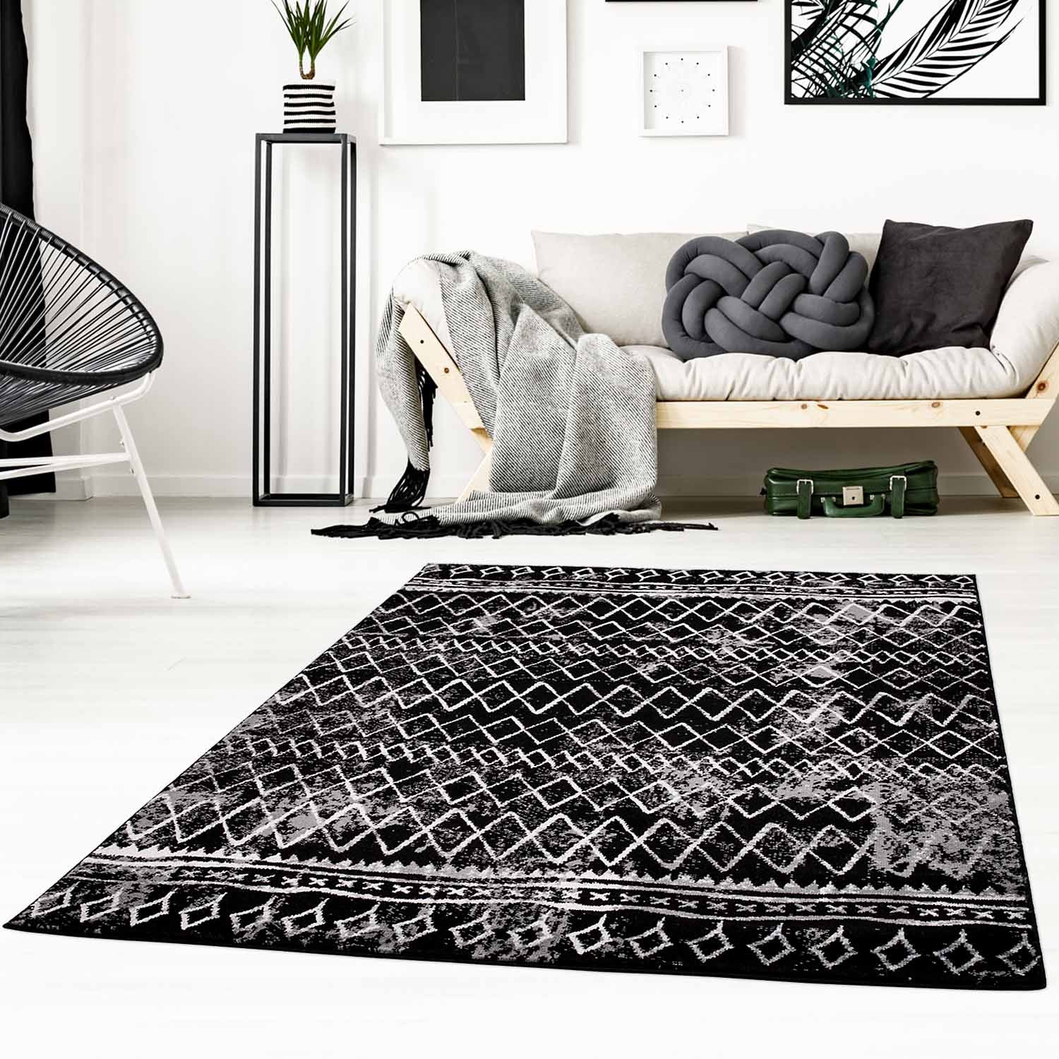 Tapijt Omid Grijstinten Abstract Vloerkleed 4 - Omid Carpets