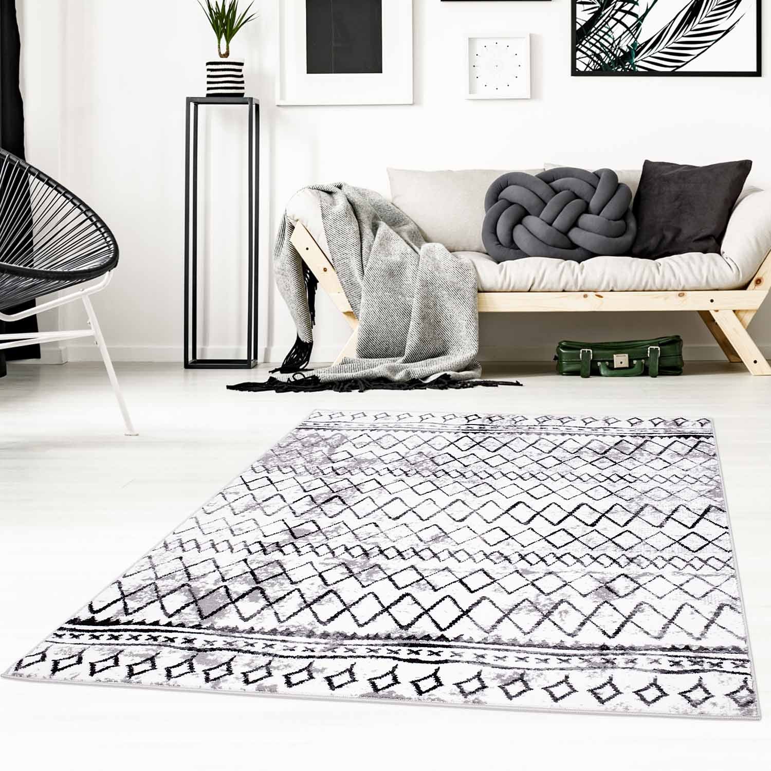 Tapijt Omid Grijstinten Abstract Vloerkleed 5 - Omid Carpets