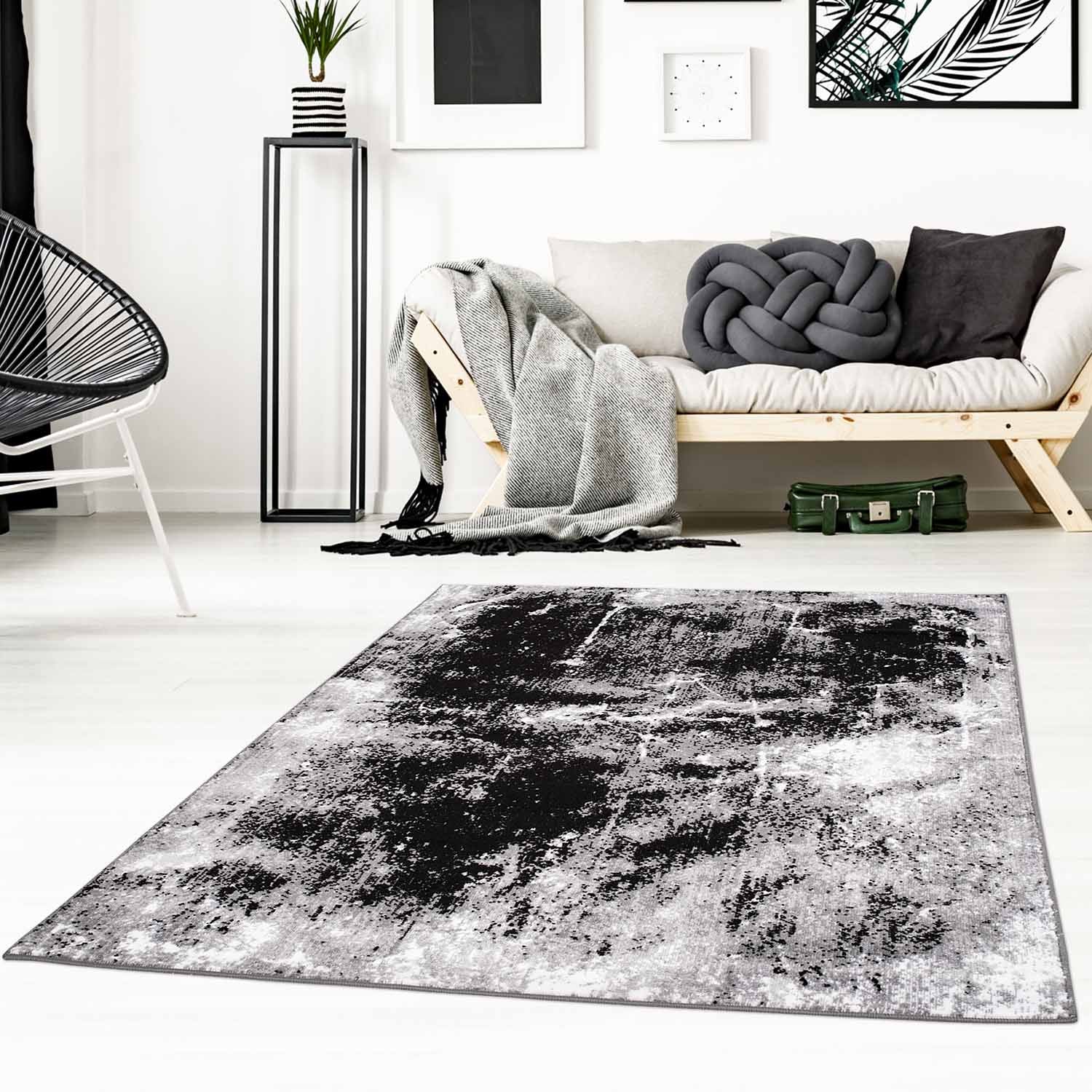 Tapijt Omid Grijstinten Abstract Vloerkleed 6 - Omid Carpets