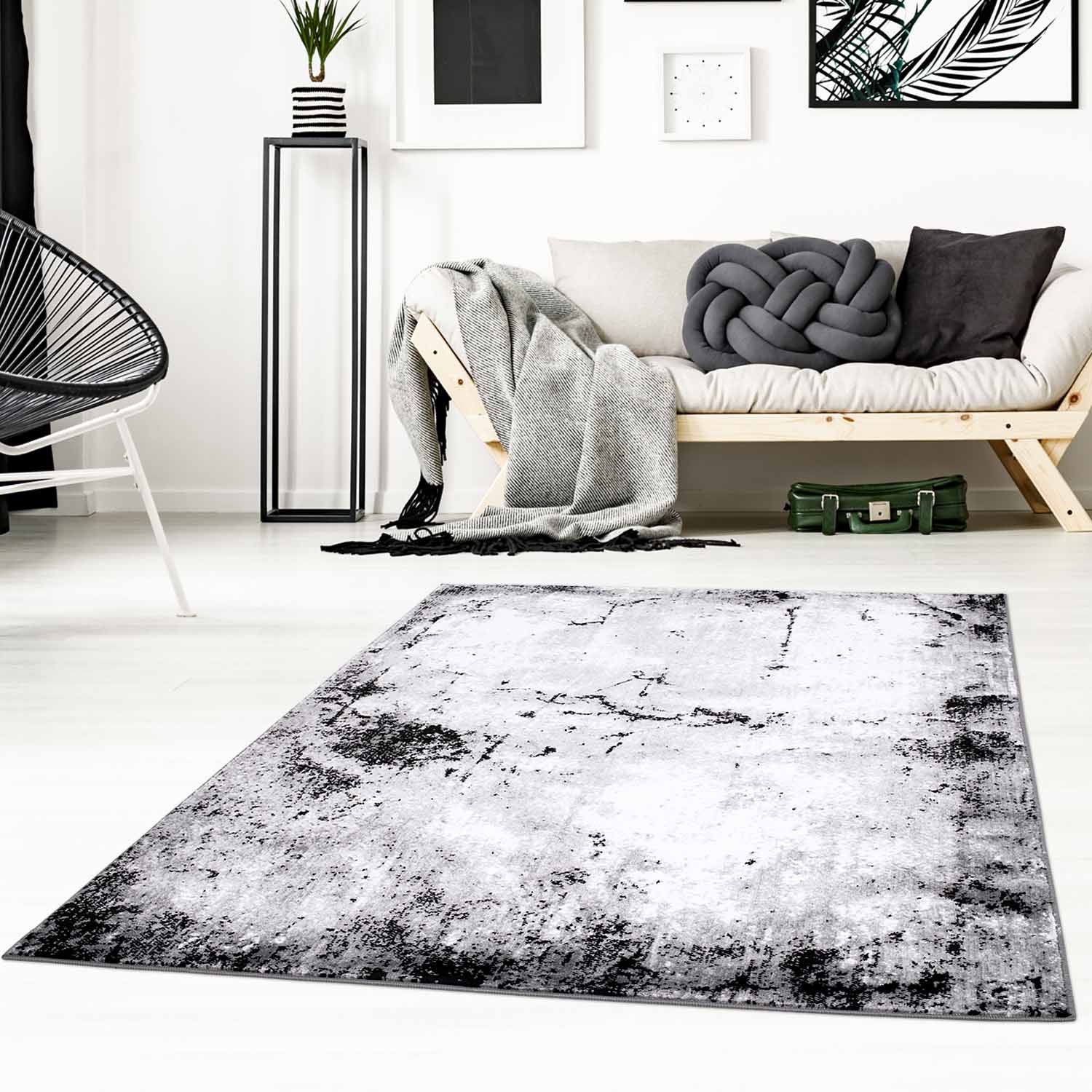 Tapijt Omid Grijstinten Abstract Vloerkleed 7 - Omid Carpets